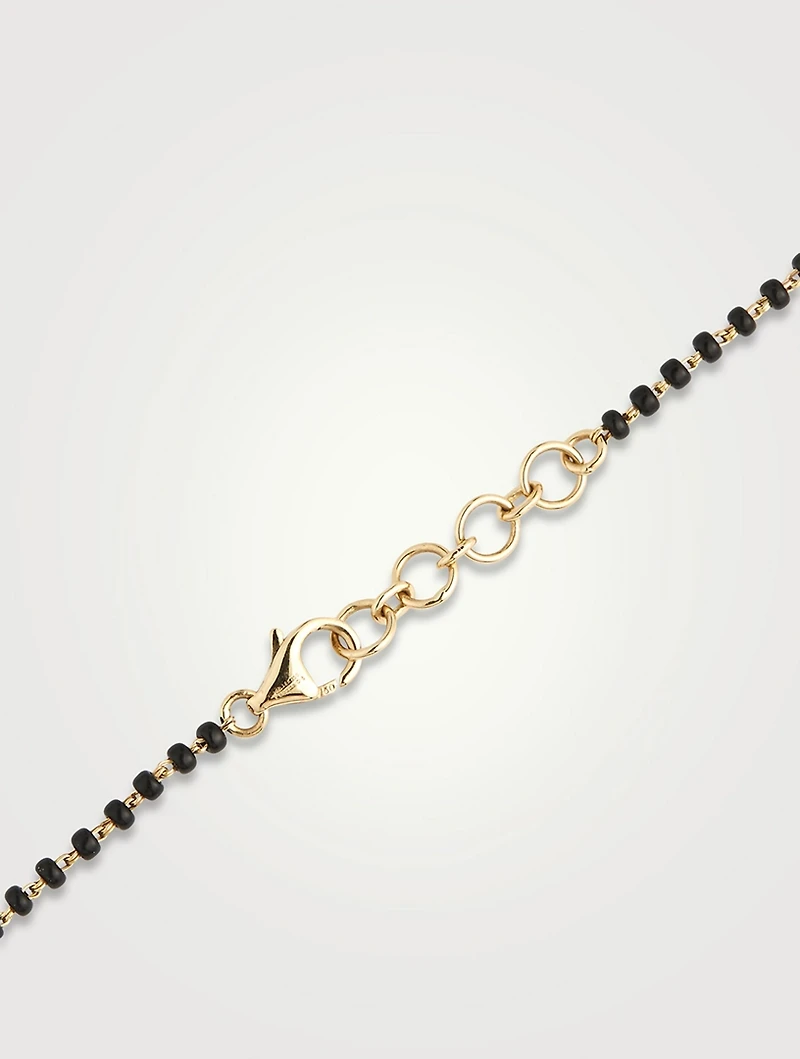Sanya Gold Beaded Mangalsutra Necklace With Gems