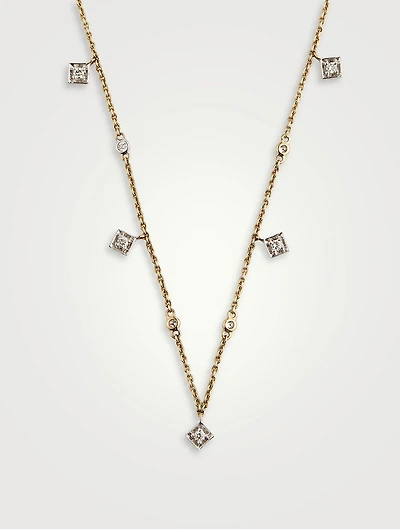 Gold Quad Fine Necklace With Gems