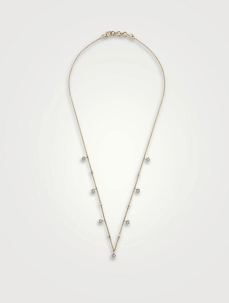 Gold Quad Fine Necklace With Gems