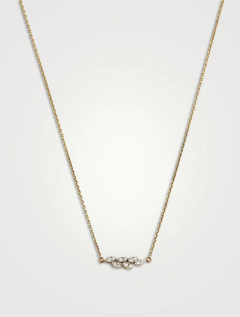 Gold Petal Cluster Necklace With Gems