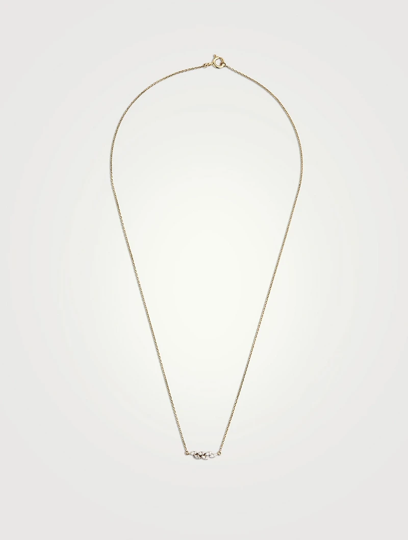 Gold Petal Cluster Necklace With Gems