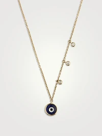 Gold Dewdrop Evil Eye Gem Necklace