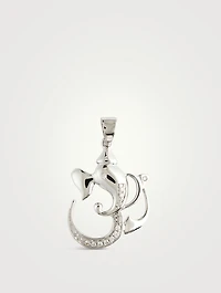 White Gold Ganesh Om Charm With Gems
