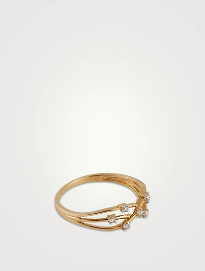 Gold Intertwined Ring With Gems