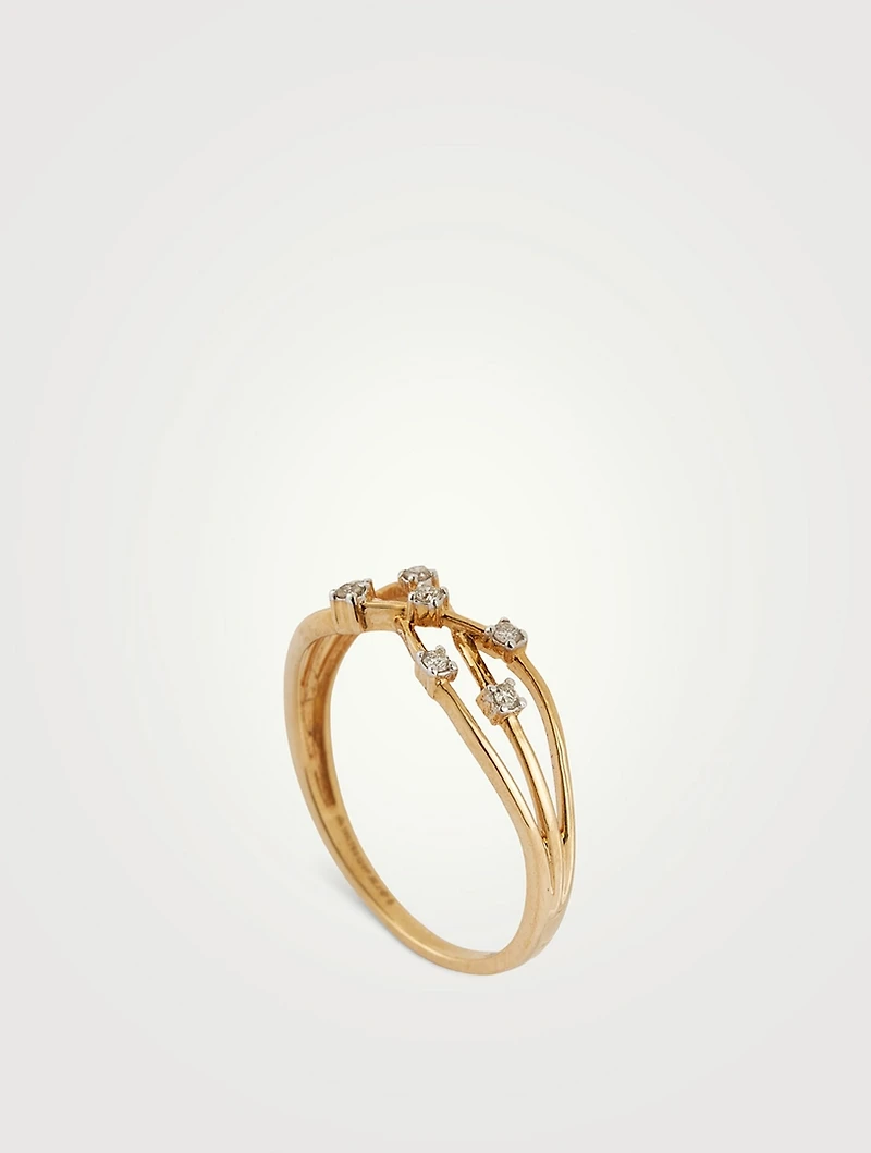 Gold Intertwined Ring With Gems