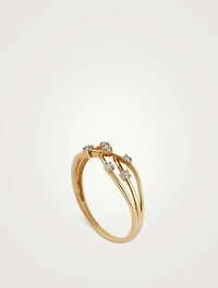 Gold Intertwined Ring With Gems