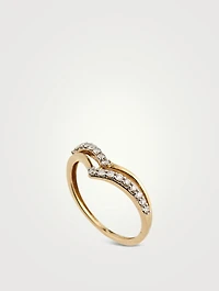 Gold Duo V Ring With Gems