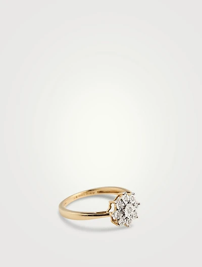 Gold Bunch Plate Ring With Gems