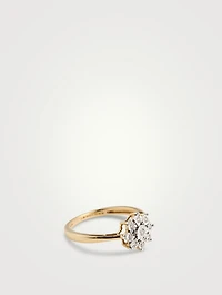 Gold Bunch Plate Ring With Gems