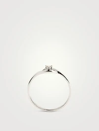 White Gold Curve Plate Ring With Gems