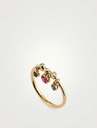 Gold Dangling Stack Ring With Gems