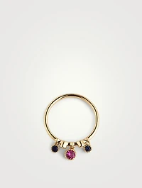 Gold Dangling Stack Ring With Gems