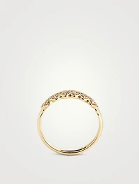Gold Checkered Ring With Gems