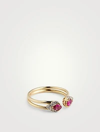 Gold Rosy Drop Gem Ring