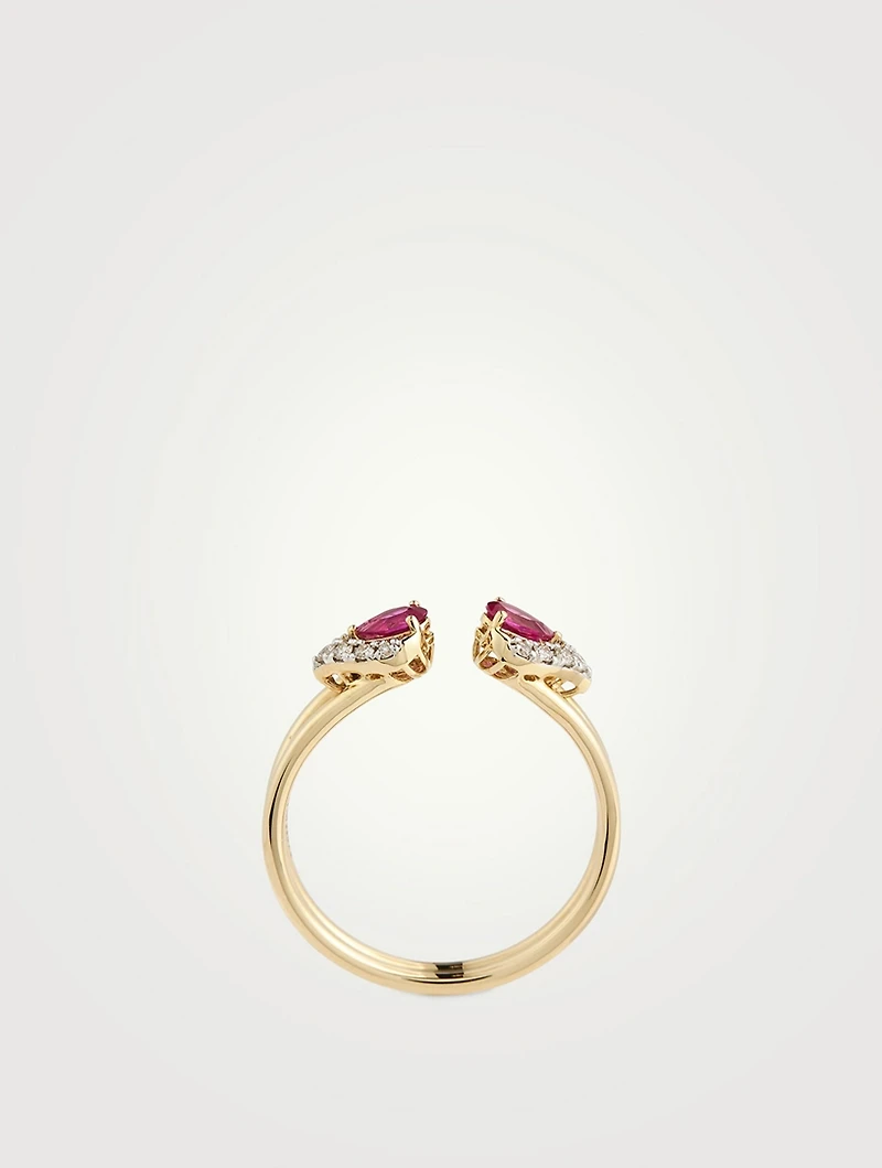 Gold Rosy Drop Gem Ring