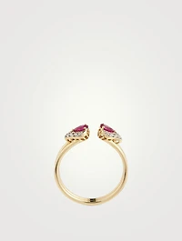 Gold Rosy Drop Gem Ring