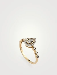 Gold Pear Sparkle Ring With Gems