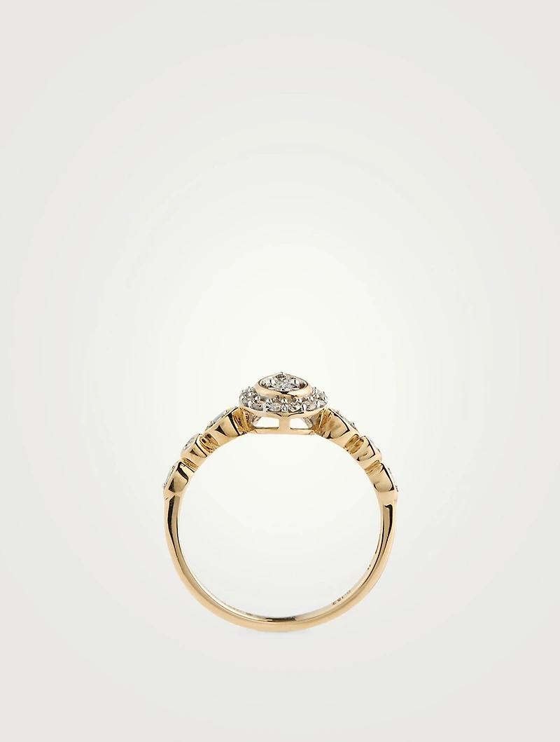 Gold Pear Sparkle Ring With Gems
