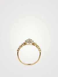 Gold Pear Sparkle Ring With Gems