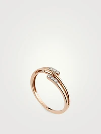 Rose Gold Classic Treble Ring With Gems