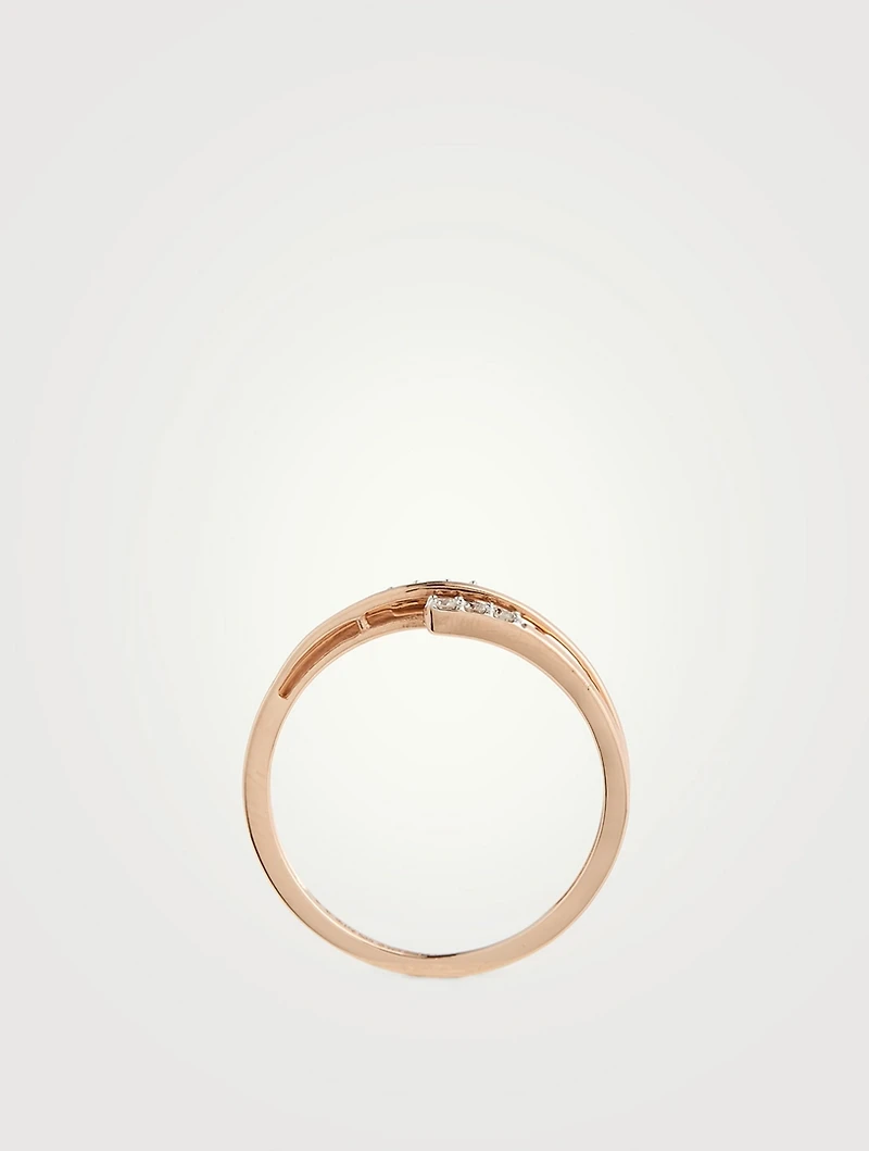 Rose Gold Classic Treble Ring With Gems
