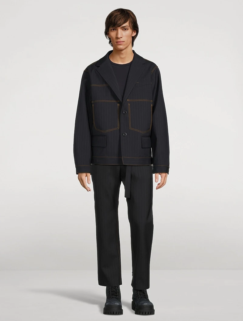 Bonding Jacket Chalk Stripe Print