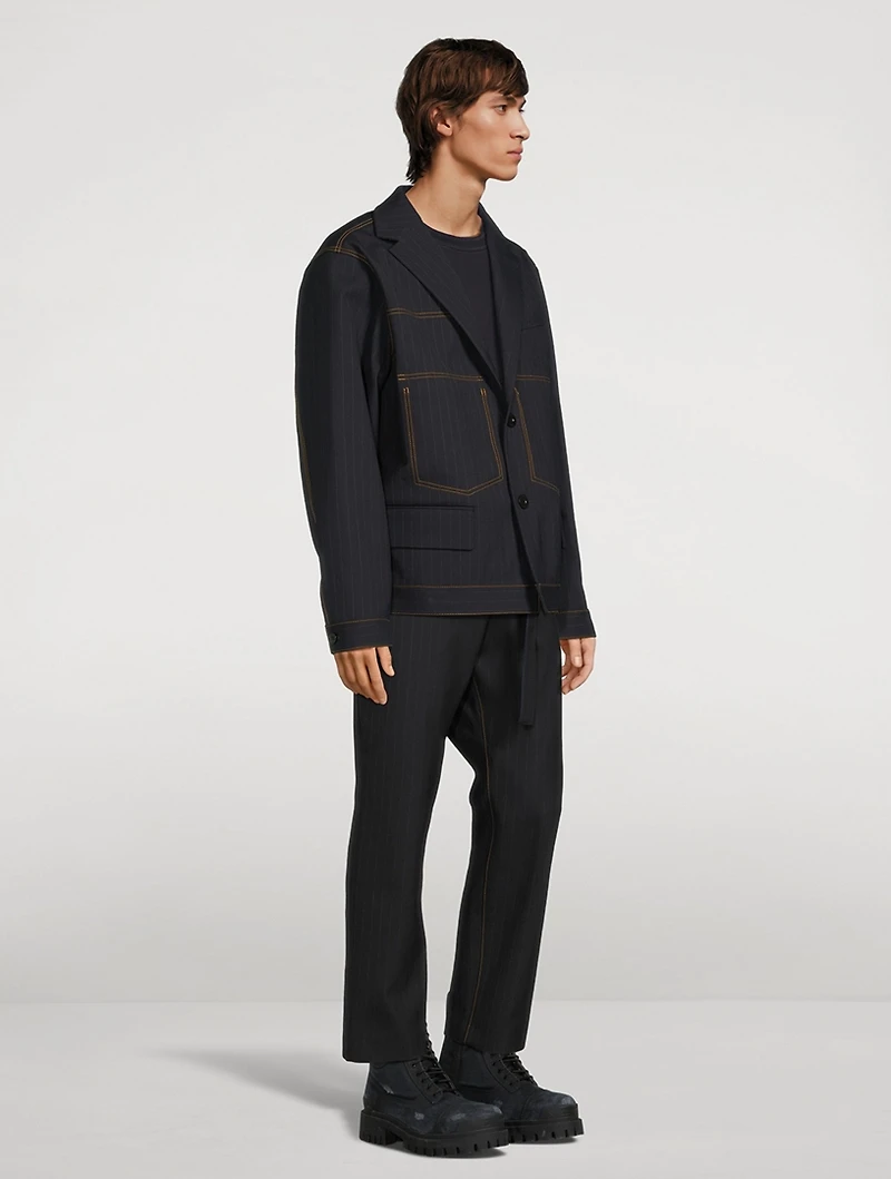 Bonding Jacket Chalk Stripe Print