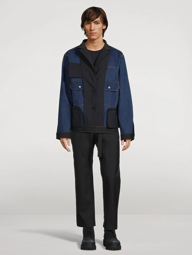 Bonding Jacket Chalk Stripe Print