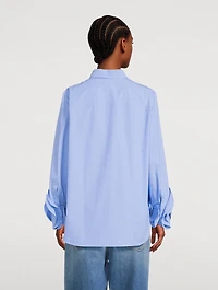Compact Poplin Shirt With Rose Appliqué