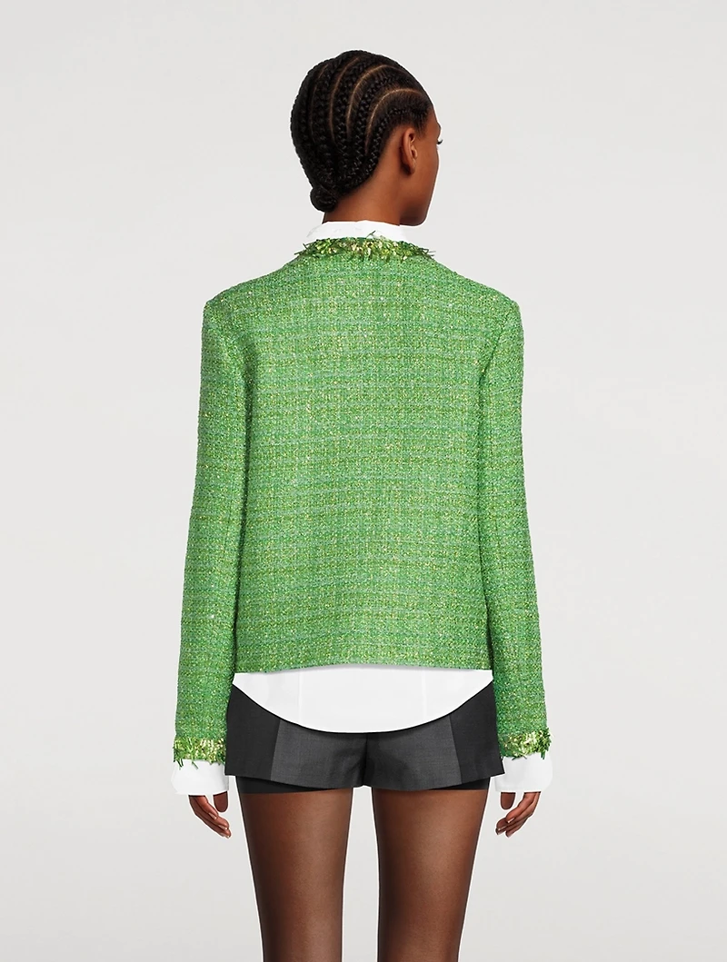Sequin-Embellished Tweed Jacket