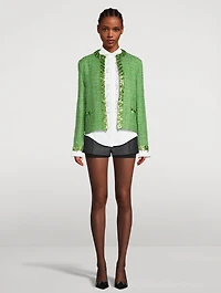Sequin-Embellished Tweed Jacket