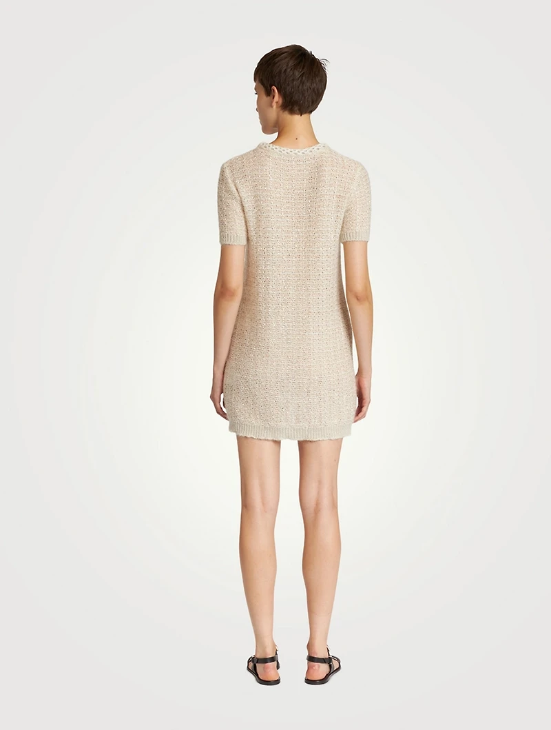 Knit Short-Sleeve Mini Dress