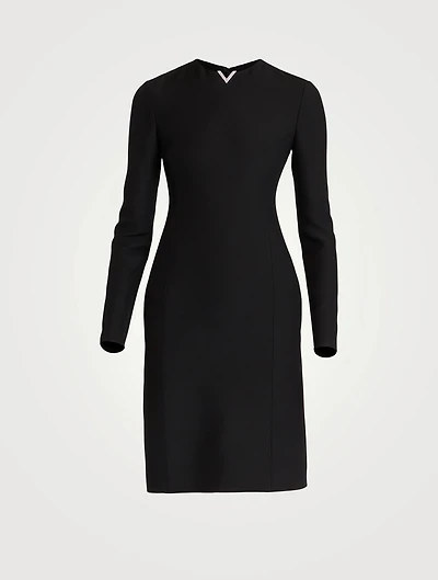 V Long-Sleeve Mini Dress