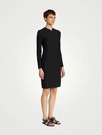 V Long-Sleeve Mini Dress