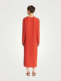 Silk Long-Sleeve Midi Dress