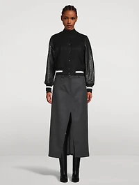 Wool And Leather Cropped Varsity Jacket