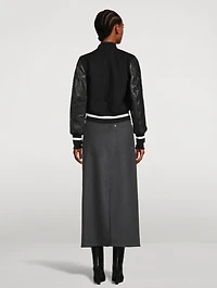 Wool And Leather Cropped Varsity Jacket
