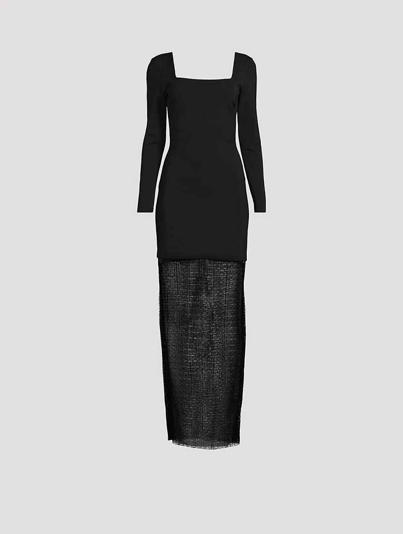 4G Embellished Lace And Jersey Maxi Dress