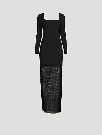4G Embellished Lace And Jersey Maxi Dress