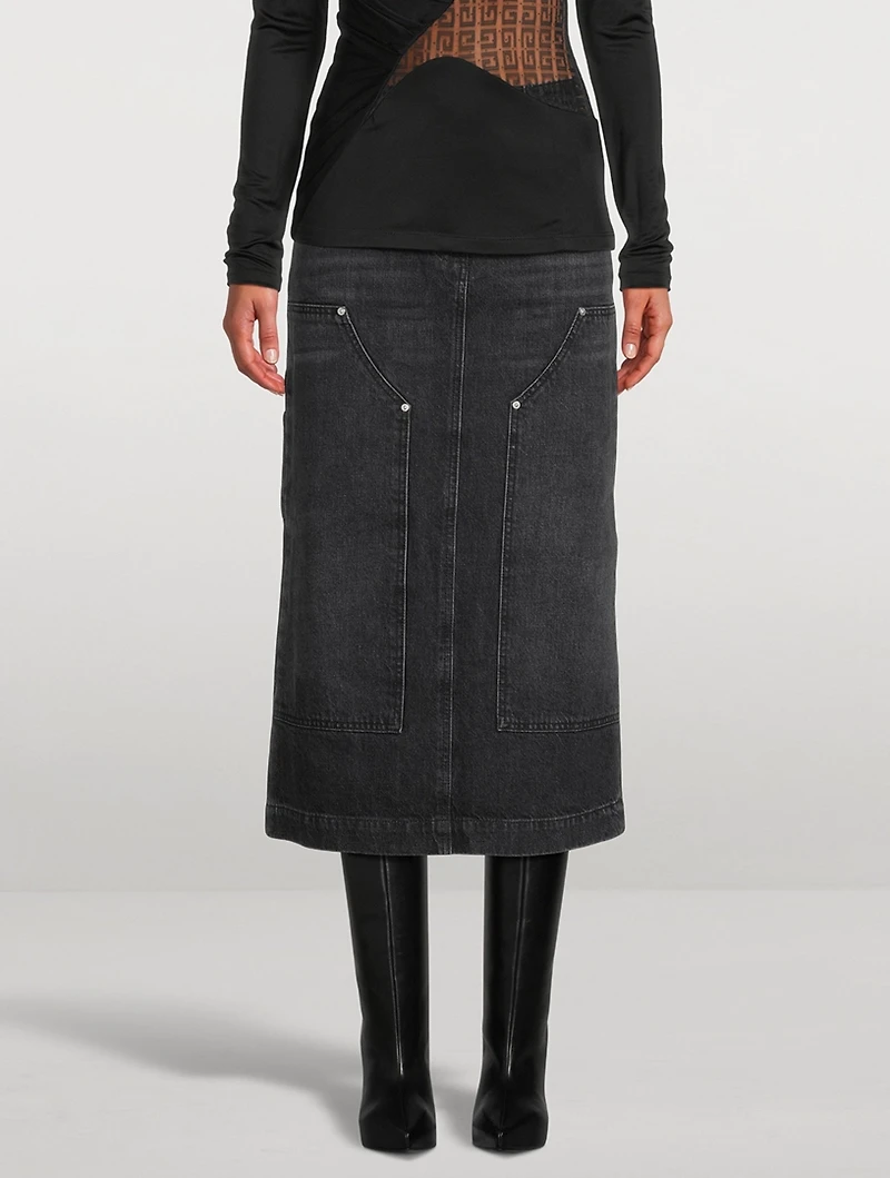 Patchwork Denim Maxi Skirt