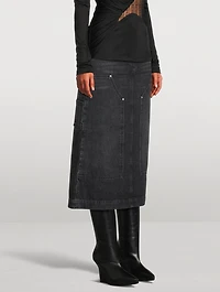Patchwork Denim Maxi Skirt