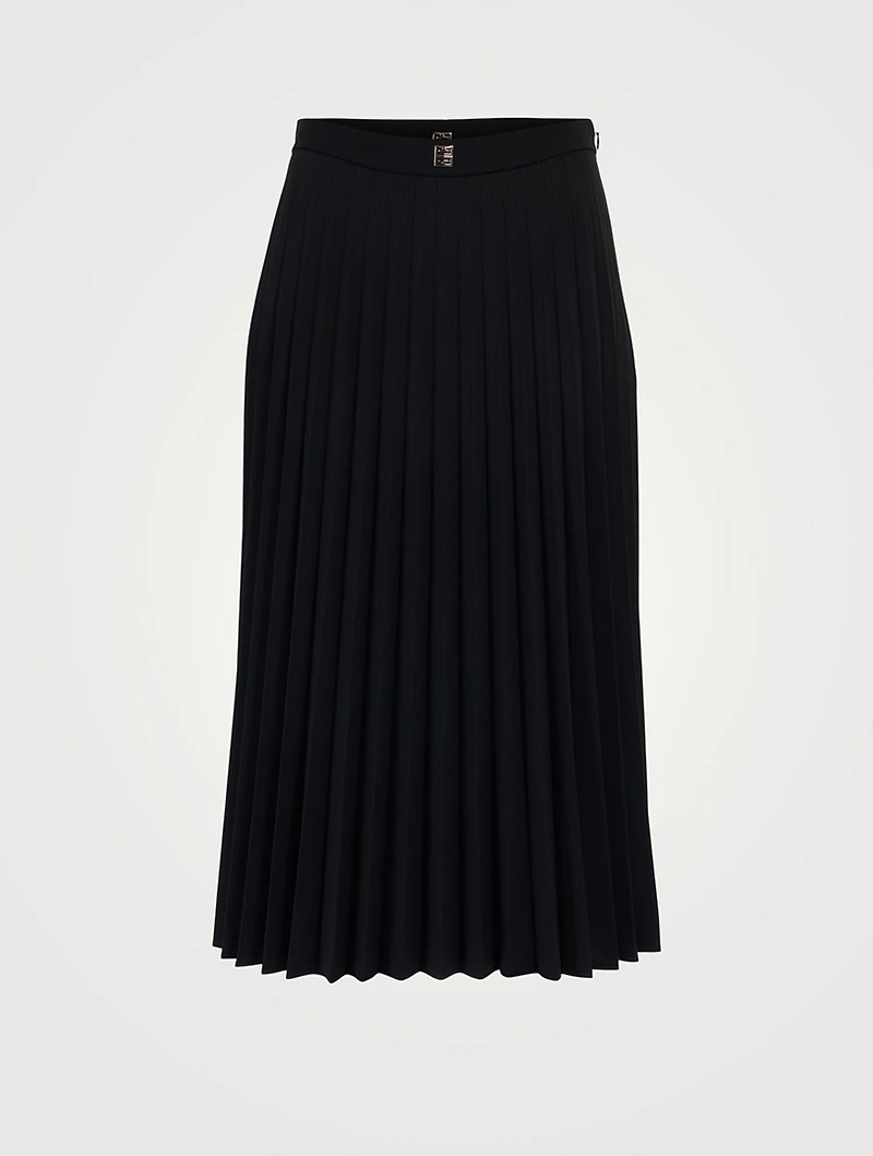 Wool-Blend Pleated Midi Skirt