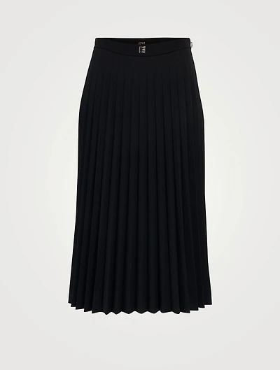 Wool-Blend Pleated Midi Skirt