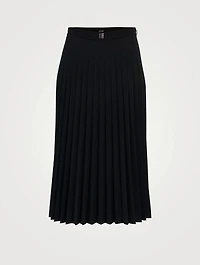 Wool-Blend Pleated Midi Skirt