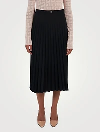 Wool-Blend Pleated Midi Skirt