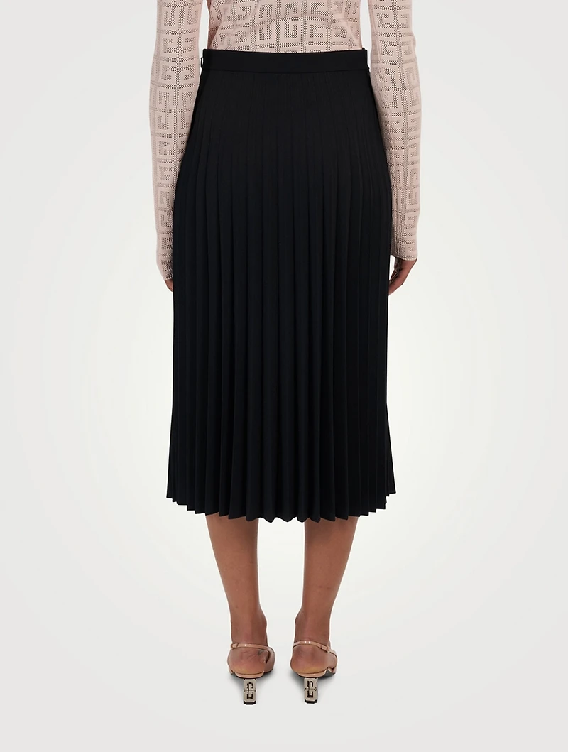 Wool-Blend Pleated Midi Skirt