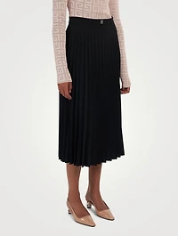Wool-Blend Pleated Midi Skirt