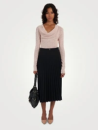 Wool-Blend Pleated Midi Skirt
