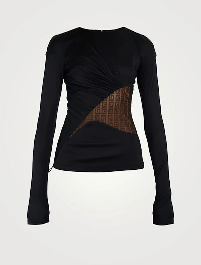 4G Lace And Jersey Draped Top