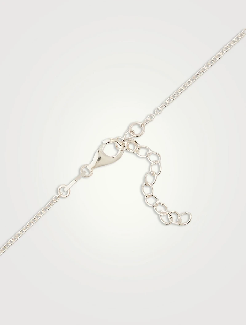 Sterling Silver Mini Cross Necklace With Black Enamel